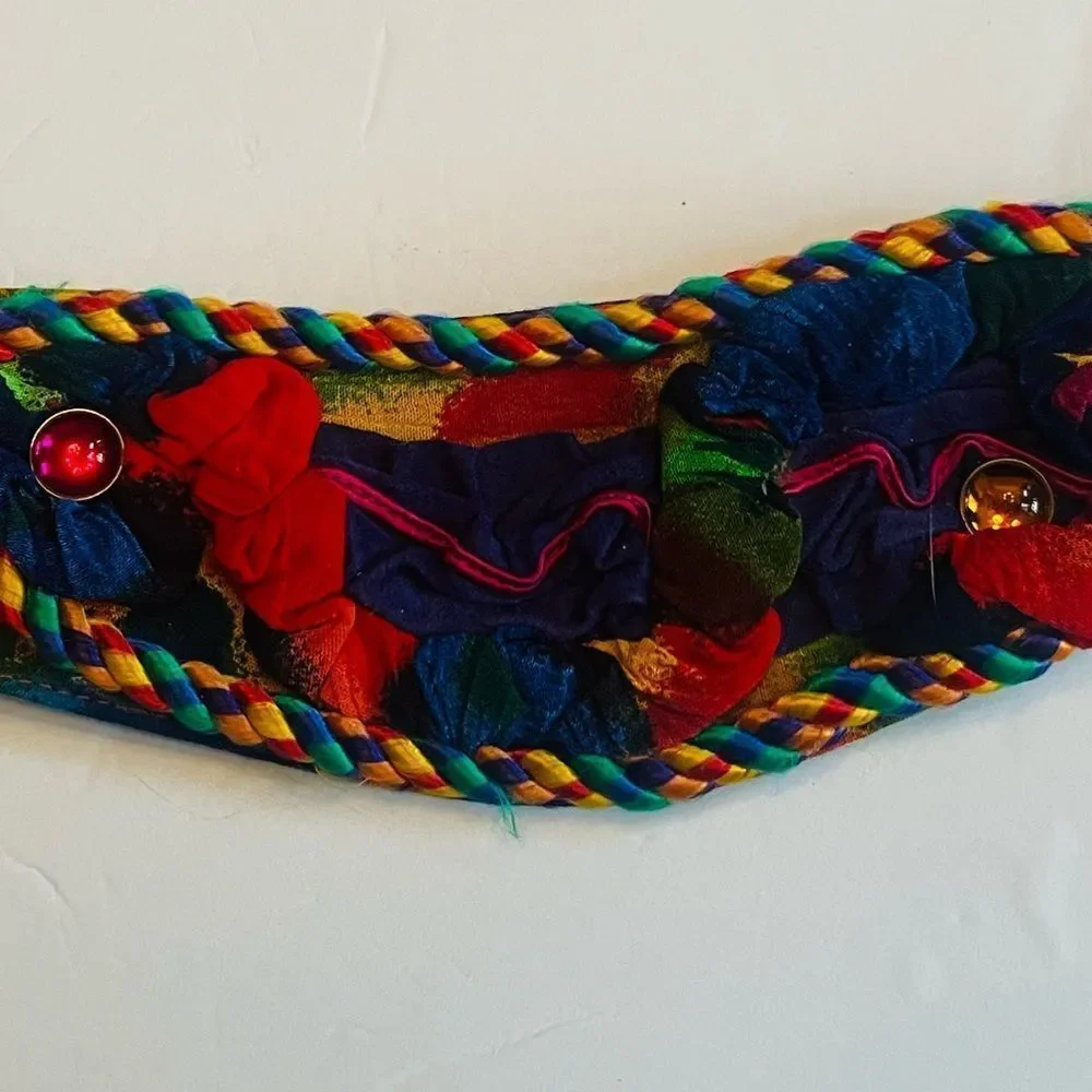 Ali Miles Fabric Belt Small Colorful Beaded‎ Whimsical Vintage